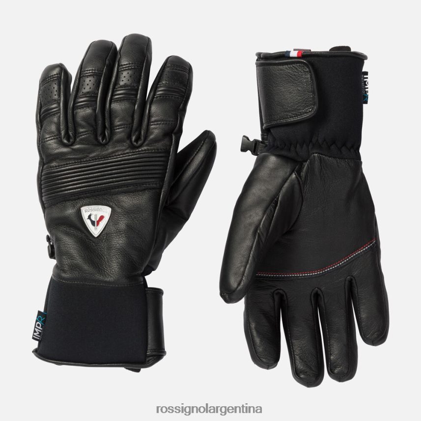 Rossignol hombres guantes impermeables de cuero retro 82LVV6680 negro accesorios