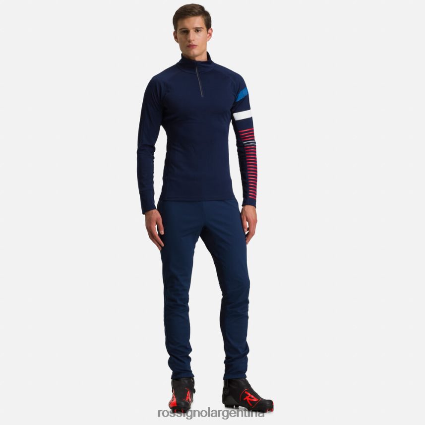 Rossignol hombres camiseta interior con media cremallera poursuite 82LVV658 azul marino oscuro tapas