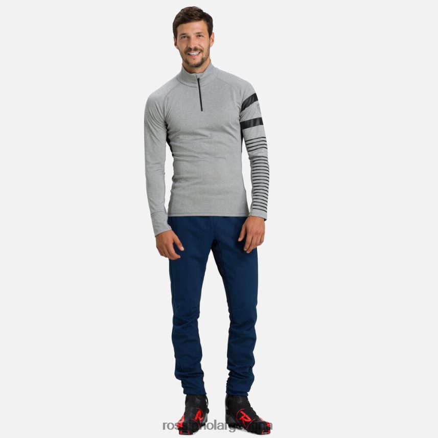 Rossignol hombres camiseta interior con media cremallera poursuite 82LVV6676 cuero gris tapas