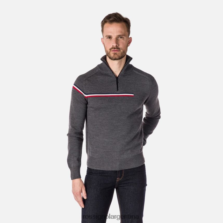 Rossignol hombres suéter principal con media cremallera 82LVV6352 cuero gris tapas