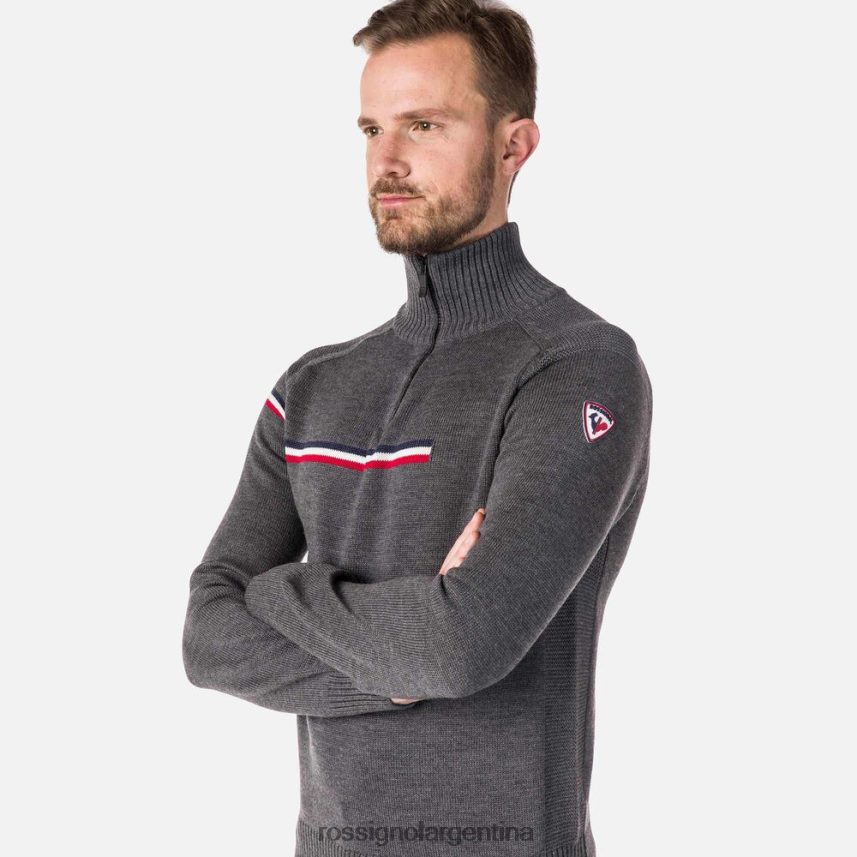 Rossignol hombres suéter principal con media cremallera 82LVV6352 cuero gris tapas
