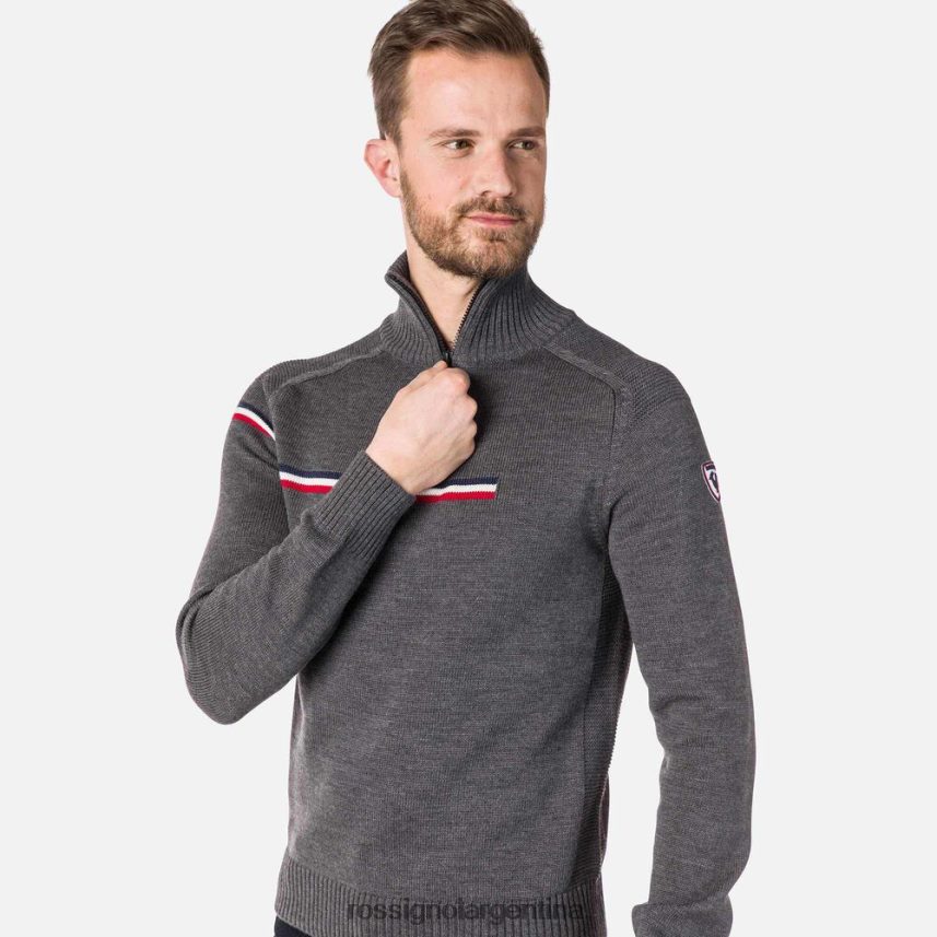 Rossignol hombres suéter principal con media cremallera 82LVV6352 cuero gris tapas