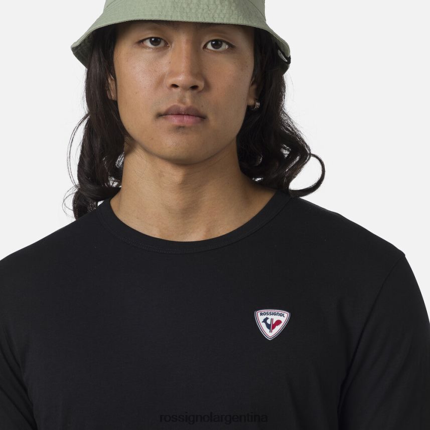 Rossignol hombres camiseta lisa con logo 82LVV627 negro tapas