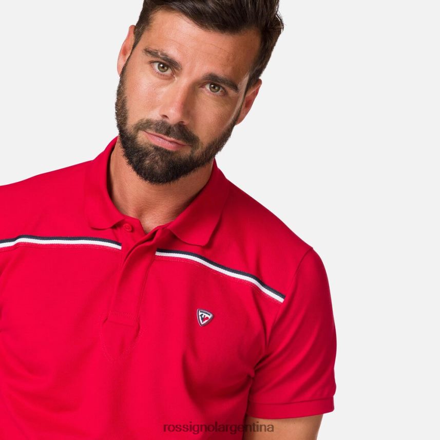 Rossignol hombres playera tipo polo con cinta del logo 82LVV6504 carmín tapas