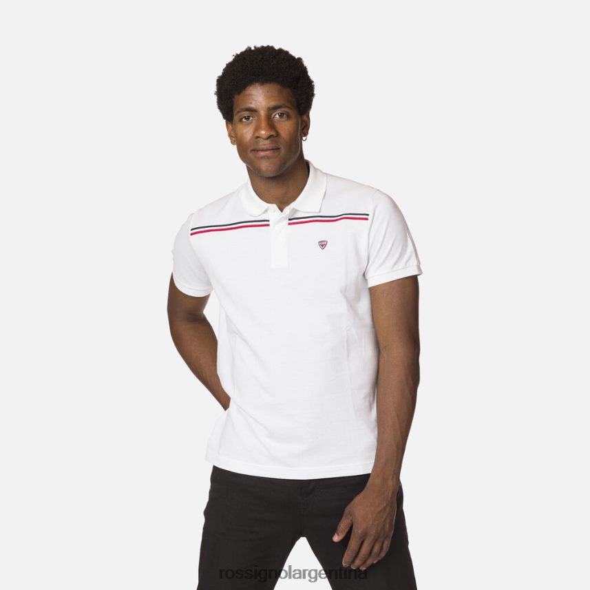 Rossignol hombres playera tipo polo con cinta del logo 82LVV680 blanco tapas