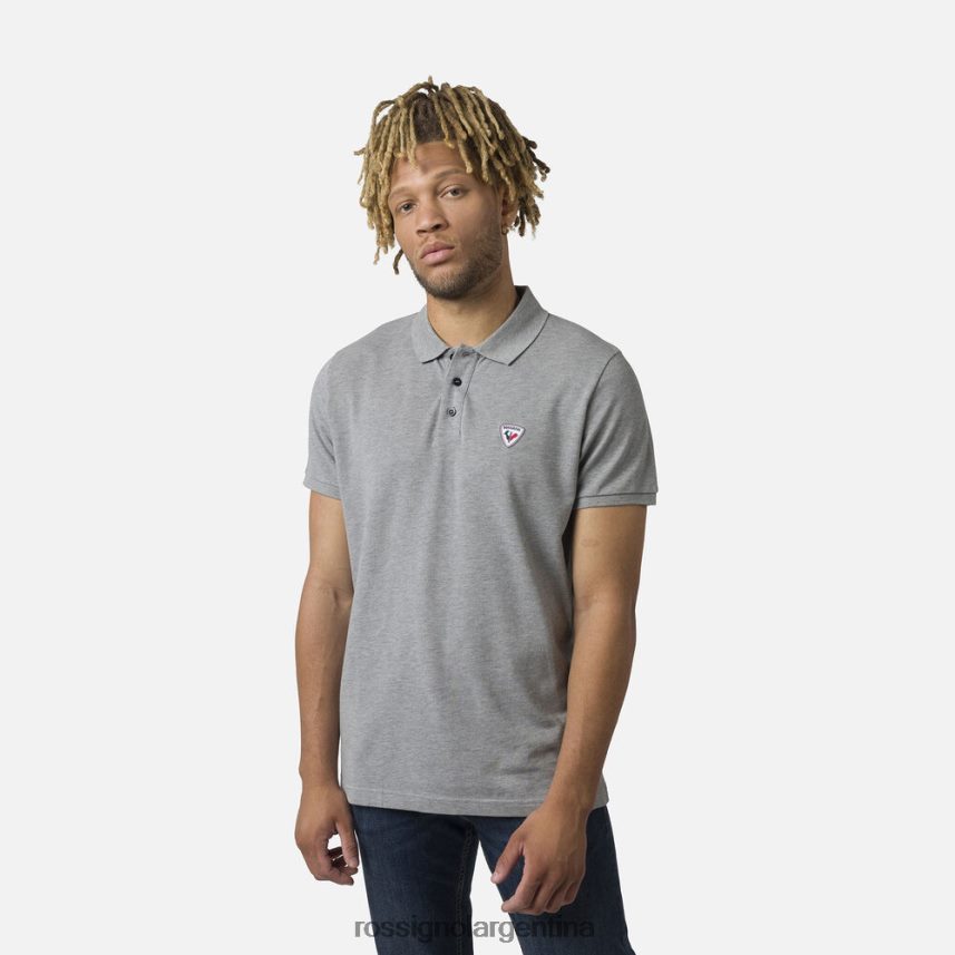 Rossignol hombres polo con logo 82LVV684 cuero gris tapas