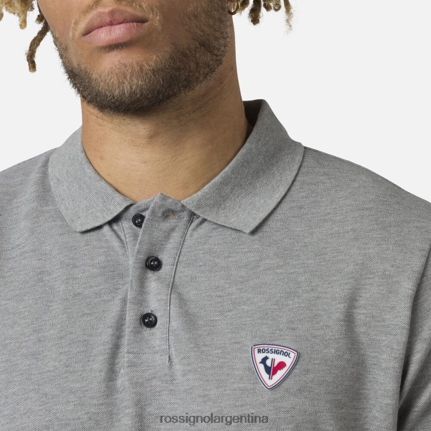 Rossignol hombres polo con logo 82LVV684 cuero gris tapas
