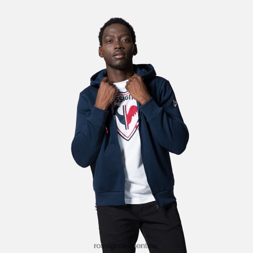 Rossignol hombres sudadera con capucha y cierre completo con logo 82LVV6106 azul marino oscuro tapas