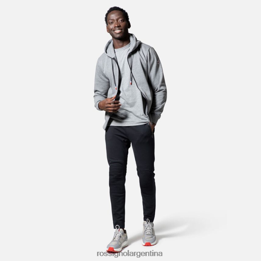 Rossignol hombres sudadera con capucha y cierre completo con logo 82LVV6471 cuero gris tapas