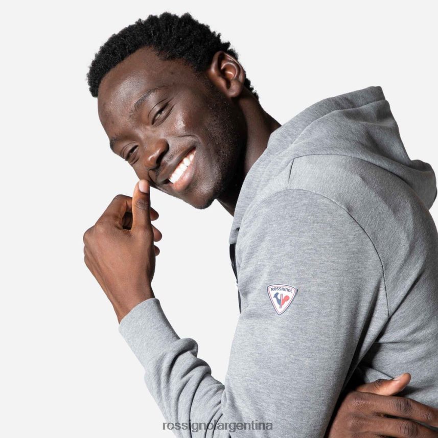 Rossignol hombres sudadera con capucha y cierre completo con logo 82LVV6471 cuero gris tapas