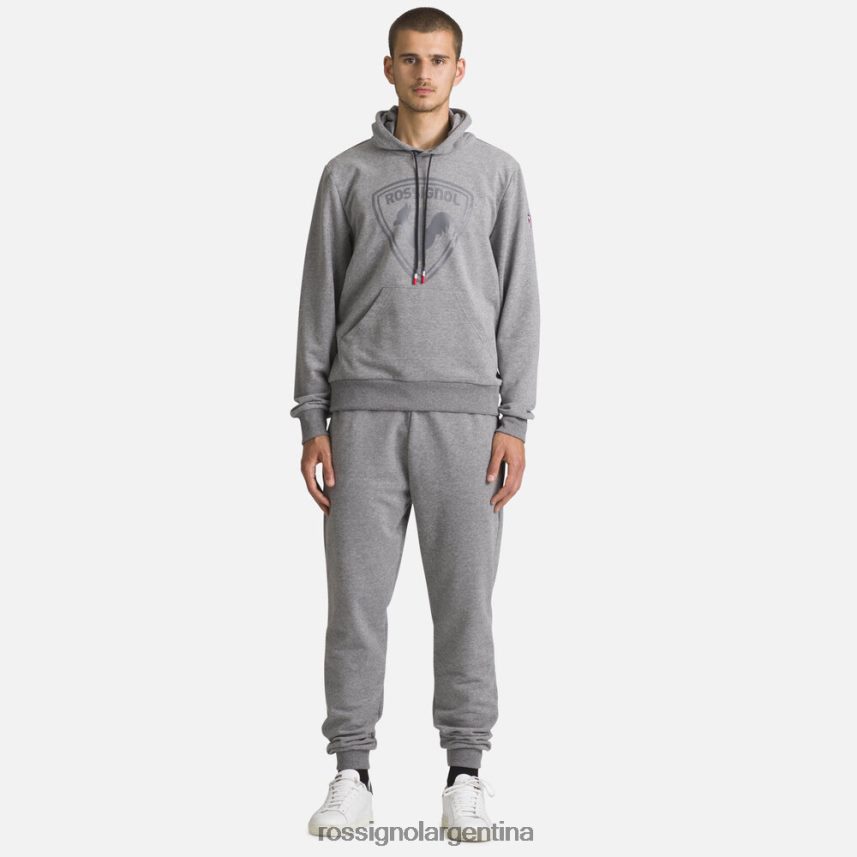 Rossignol hombres sudadera con capucha y logo 82LVV6419 cuero gris tapas