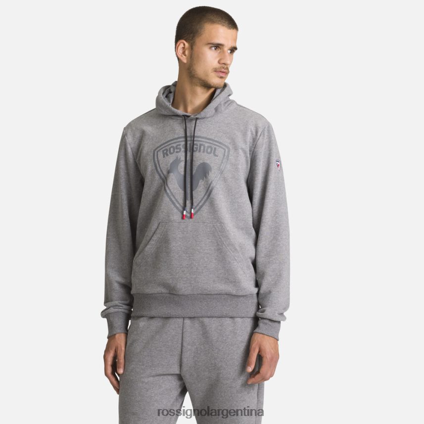 Rossignol hombres sudadera con capucha y logo 82LVV6419 cuero gris tapas