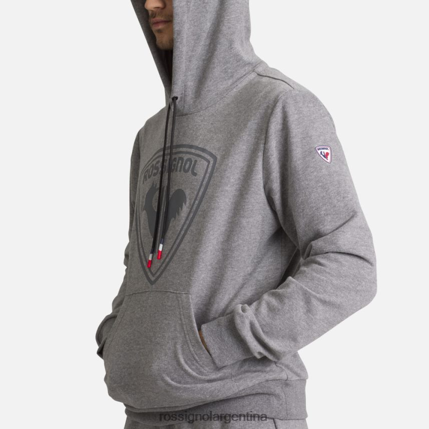 Rossignol hombres sudadera con capucha y logo 82LVV6419 cuero gris tapas