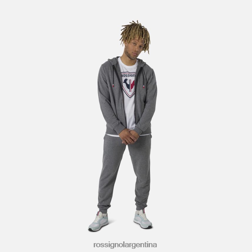 Rossignol hombres sudadera con logo y cierre completo 82LVV6376 cuero gris tapas