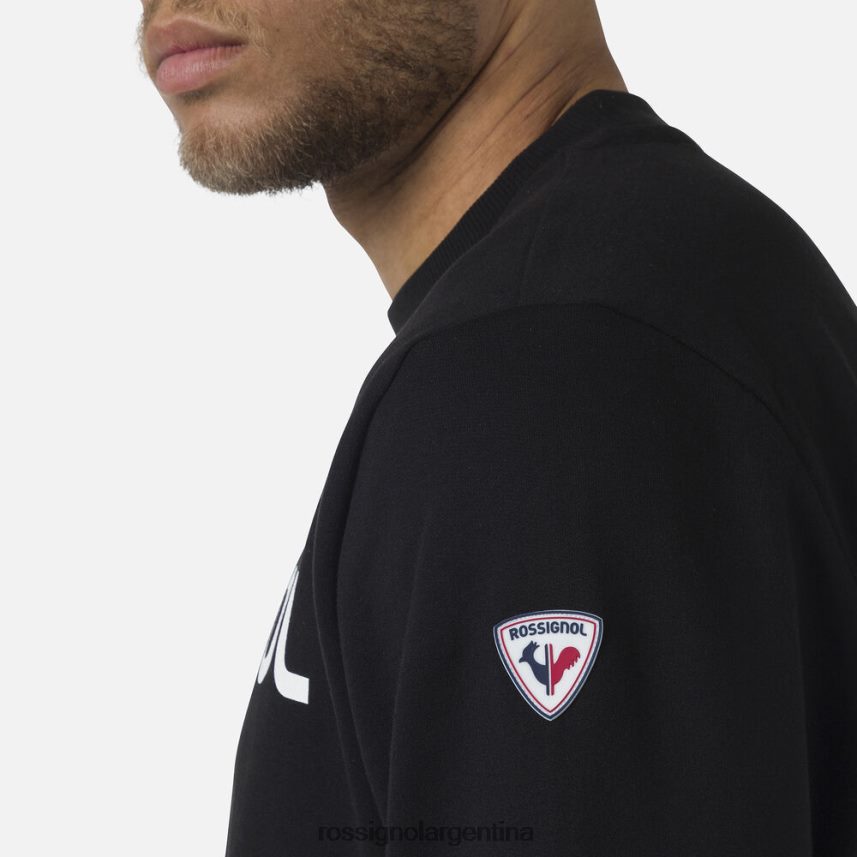 Rossignol hombres sudadera de algodón con logo y cuello redondo 82LVV6321 negro tapas