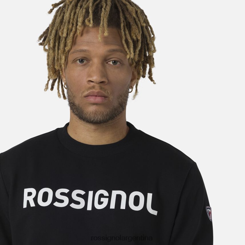 Rossignol hombres sudadera de algodón con logo y cuello redondo 82LVV6321 negro tapas