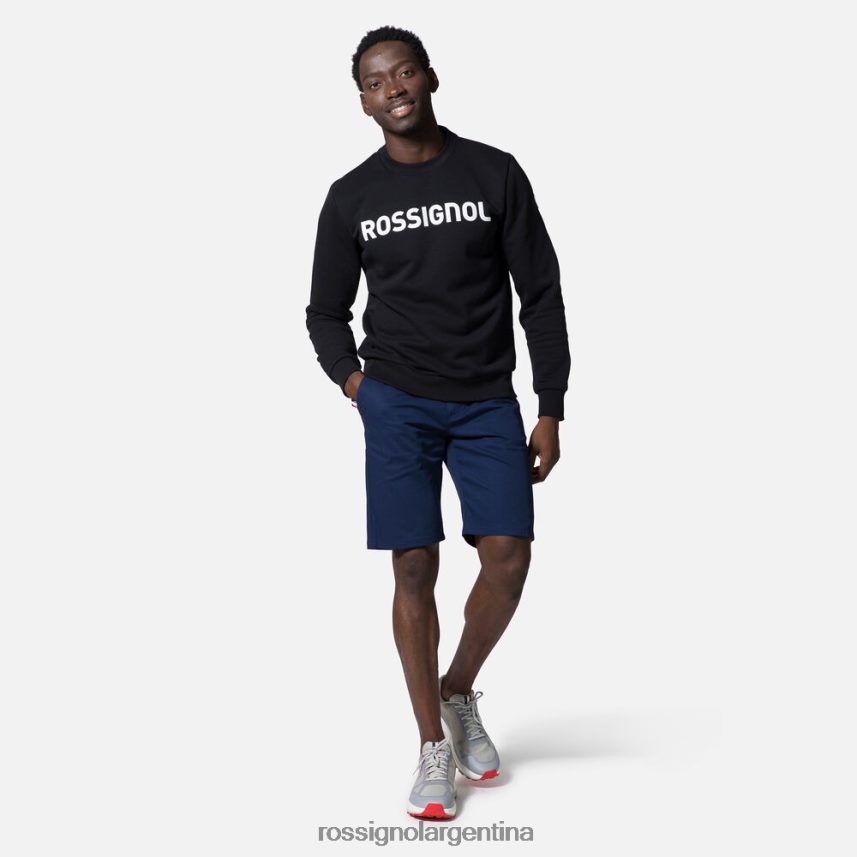 Rossignol hombres sudadera de algodón con logo y cuello redondo 82LVV6474 negro tapas