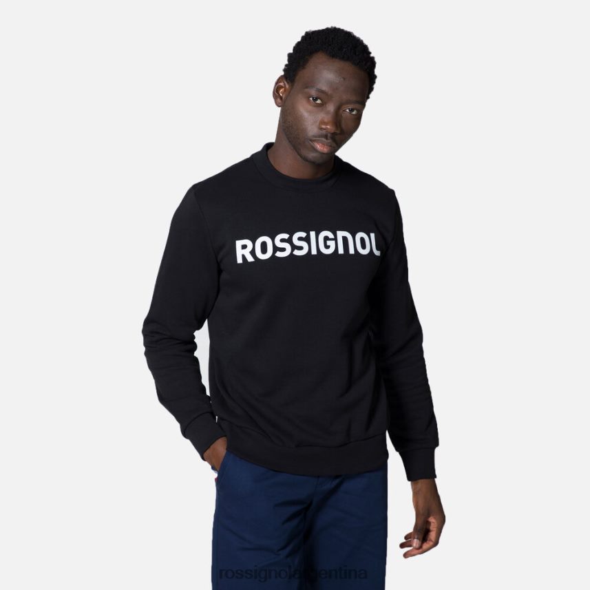 Rossignol hombres sudadera de algodón con logo y cuello redondo 82LVV6474 negro tapas