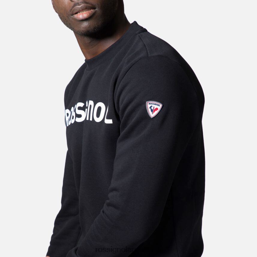 Rossignol hombres sudadera de algodón con logo y cuello redondo 82LVV6474 negro tapas