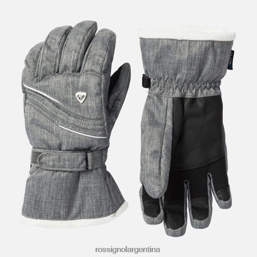 Rossignol mujer guantes impermeables de zafiro 82LVV61109 cuero gris accesorios