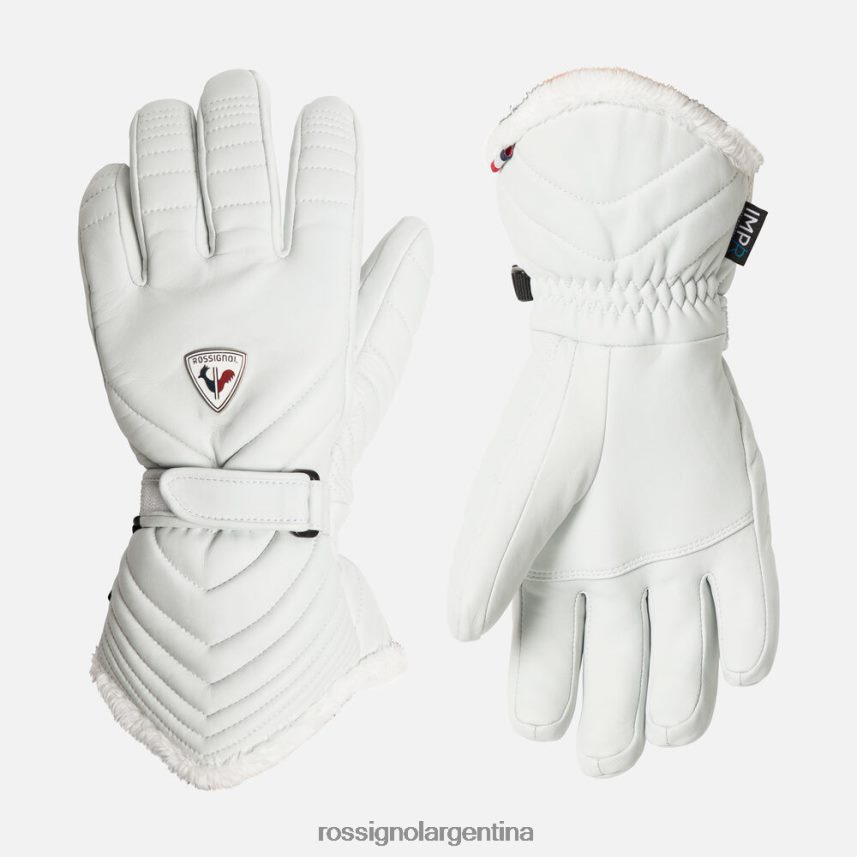 Rossignol mujer seleccionar guantes de esquí impermeables de cuero 82LVV61111 blanco accesorios