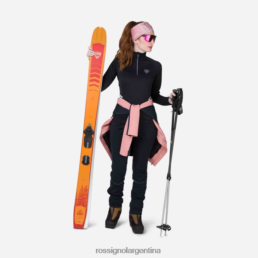 Rossignol mujer camiseta interior con media cremallera poursuite 82LVV6865 negro tapas