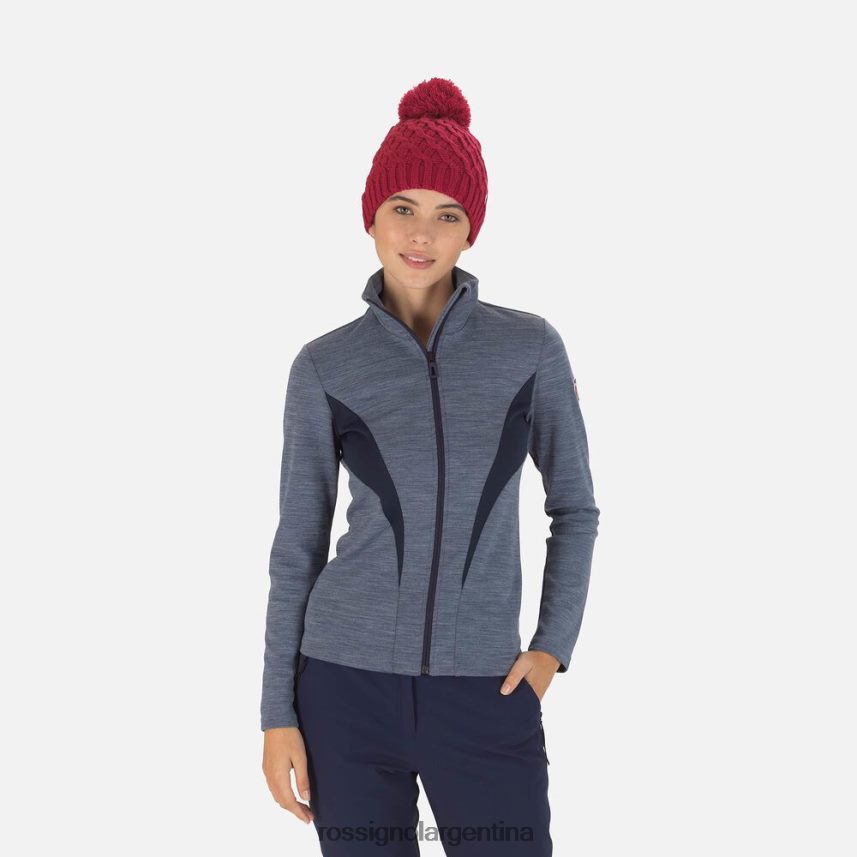 Rossignol mujer React Merino capa intermedia con cremallera completa 82LVV6858 azul marino oscuro tapas
