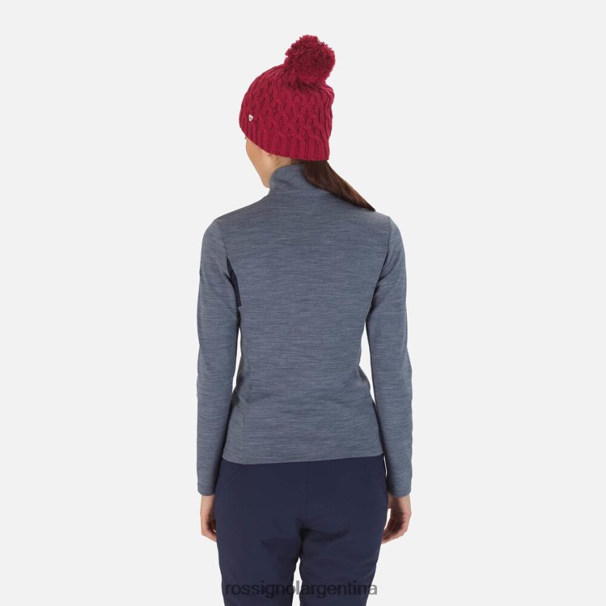 Rossignol mujer React Merino capa intermedia con cremallera completa 82LVV6858 azul marino oscuro tapas