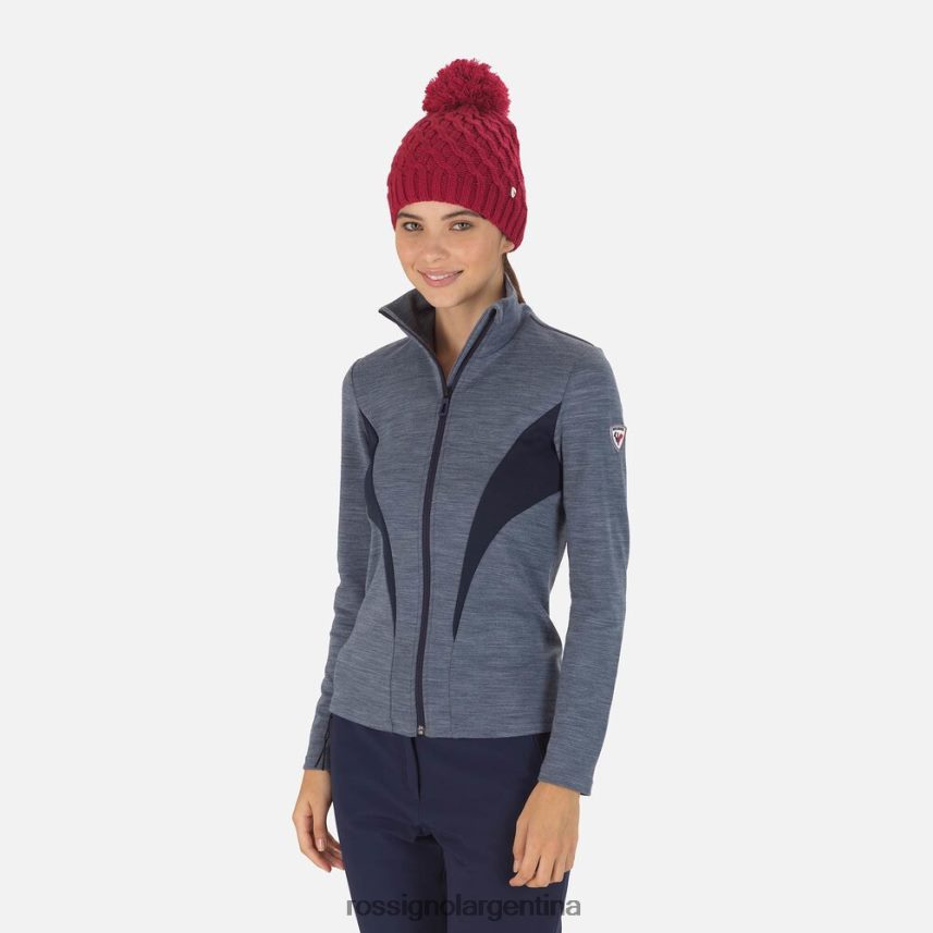 Rossignol mujer React Merino capa intermedia con cremallera completa 82LVV6858 azul marino oscuro tapas