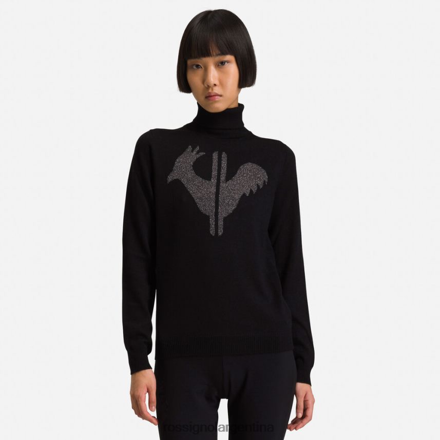 Rossignol mujer suéter clásico con cuello vuelto 82LVV6849 negro tapas