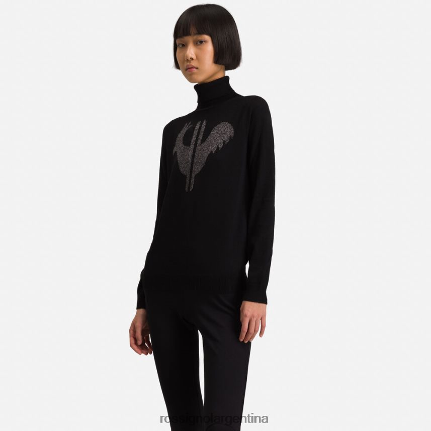Rossignol mujer suéter clásico con cuello vuelto 82LVV6849 negro tapas