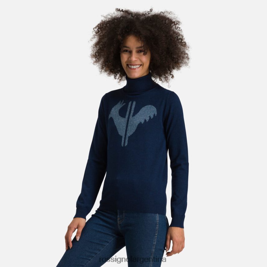 Rossignol mujer suéter clásico con cuello vuelto 82LVV6870 azul marino oscuro tapas