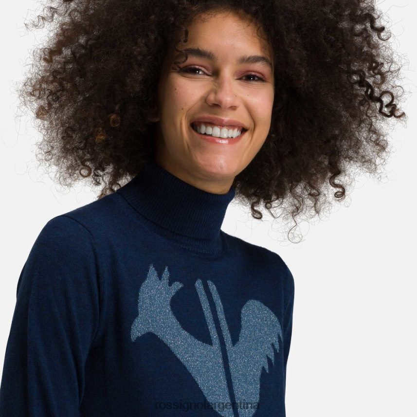 Rossignol mujer suéter clásico con cuello vuelto 82LVV6870 azul marino oscuro tapas