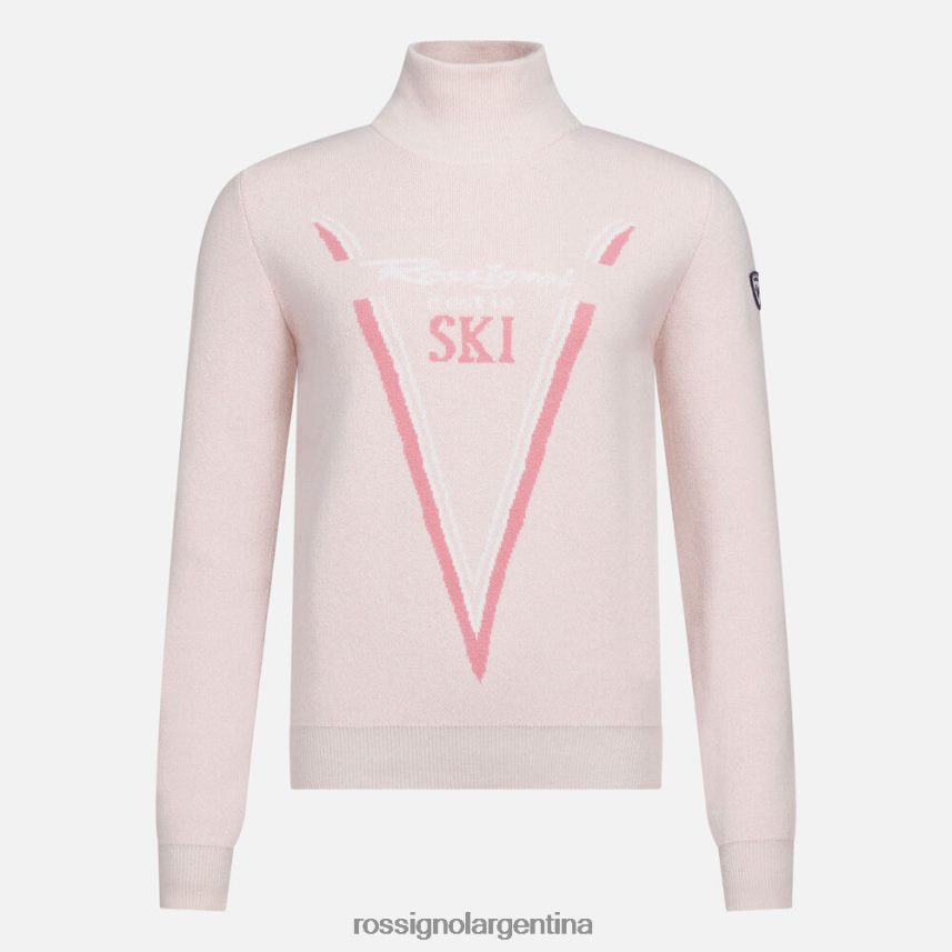 Rossignol mujer suéter de punto con cuello alto victoire 82LVV61050 rosa empolvado tapas