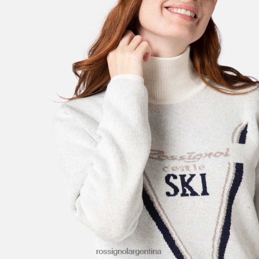 Rossignol mujer suéter de punto con cuello alto victoire 82LVV61119 blanco tapas