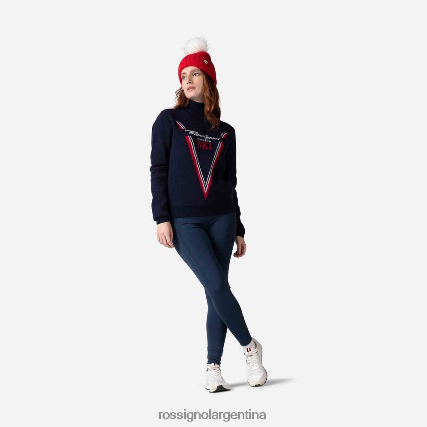 Rossignol mujer suéter de punto con cuello alto victoire 82LVV6938 azul marino oscuro tapas