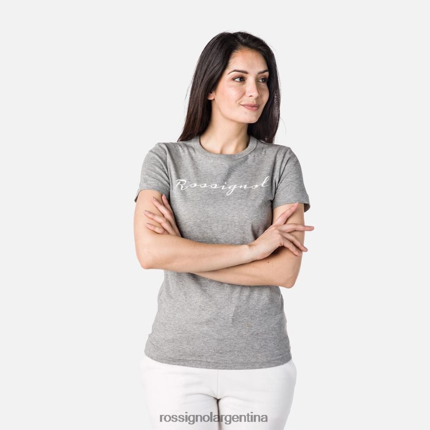 Rossignol mujer camiseta con logo 82LVV6831 cuero gris tapas
