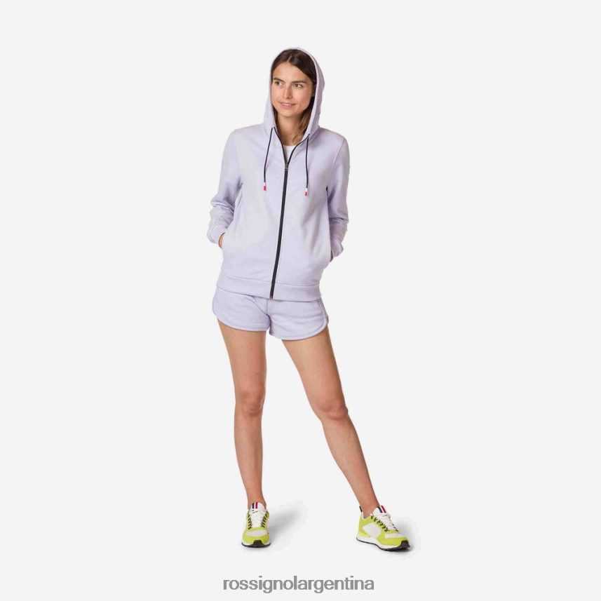 Rossignol mujer sudadera con capucha y cierre completo con logo 82LVV61004 gris lavanda tapas