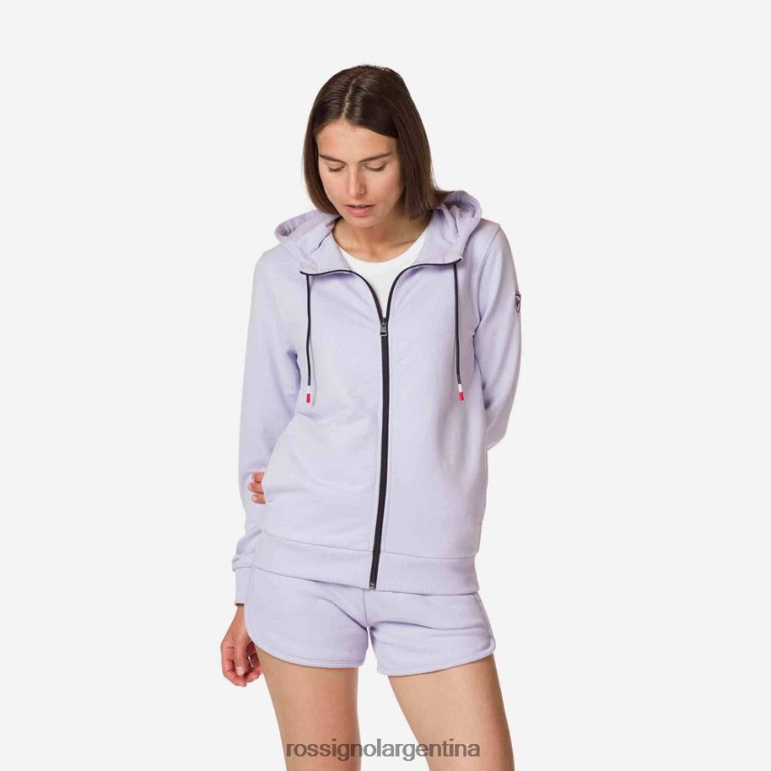 Rossignol mujer sudadera con capucha y cierre completo con logo 82LVV61004 gris lavanda tapas