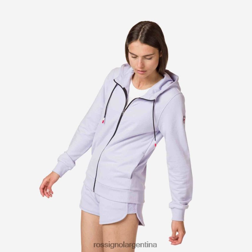 Rossignol mujer sudadera con capucha y cierre completo con logo 82LVV61004 gris lavanda tapas