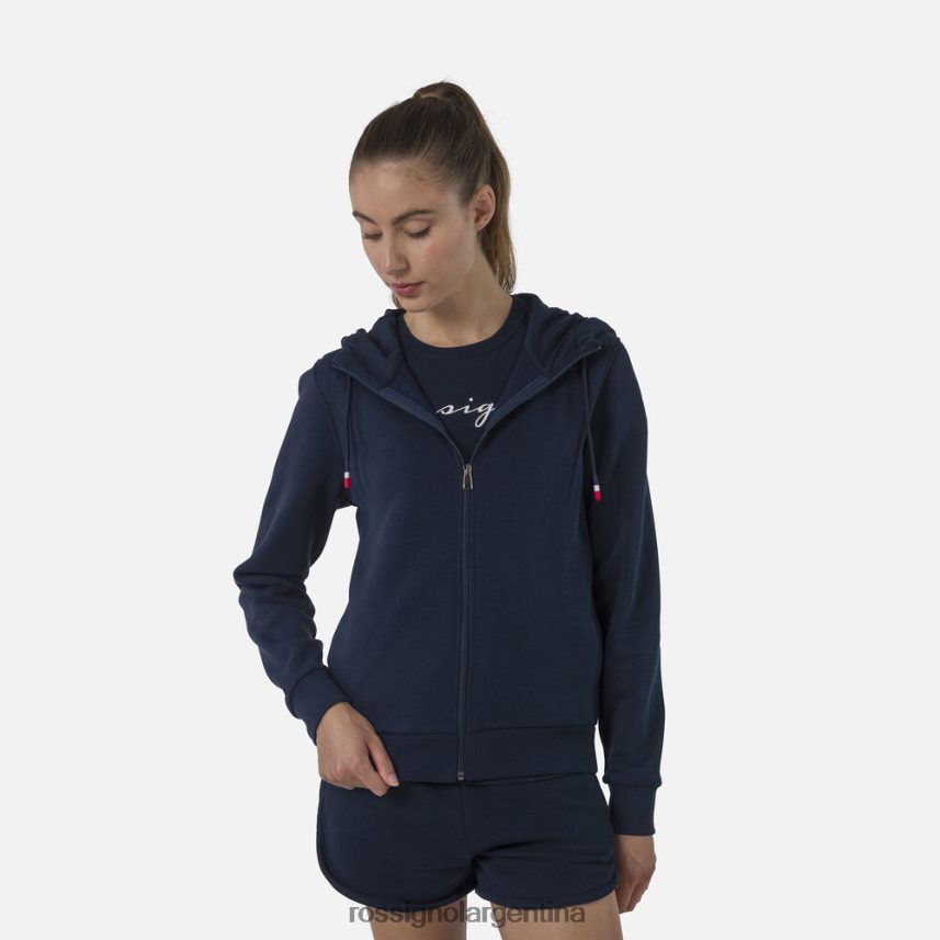 Rossignol mujer sudadera con logo y cierre completo 82LVV6935 azul marino oscuro tapas